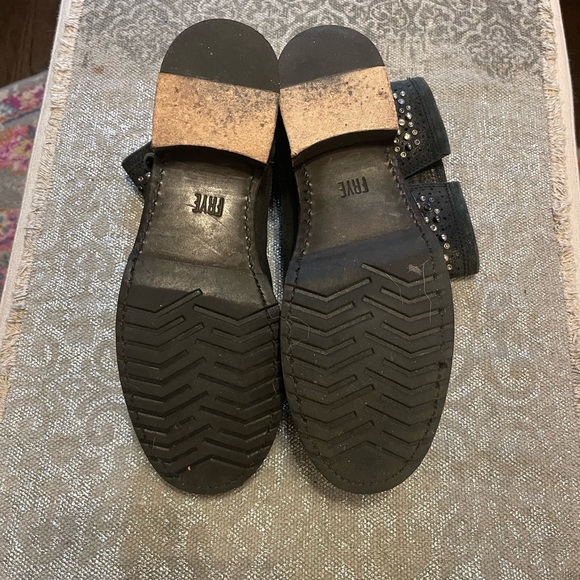 Frye sparkly leather biker ankle boots W10 - Picture 4 of 6